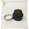 Black aluminium cosmetic jar amber glass with metal lid